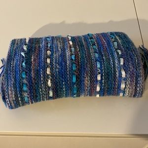 Hand-knit wrap  or scarf made with hand-dyed merino yarns and ribbon. NWOT